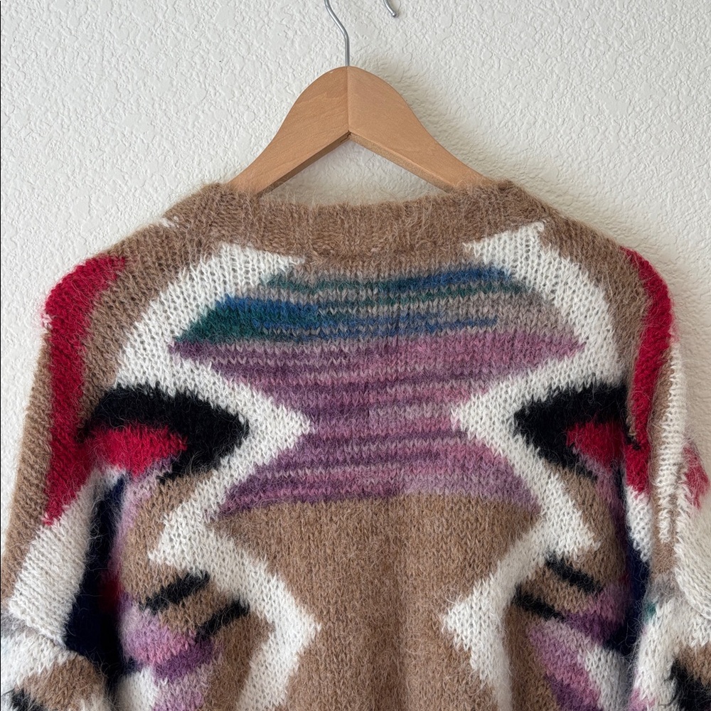 Anthropologie Moulinette Soeurs Colorful Zigzag Alpaca/Wool Cardigan Size M/L - Picture 8 of 10